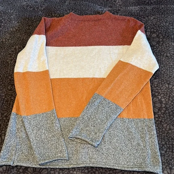 Pinque Burnt Orange, Cream, Gray Gina Crew Neck Sweater Women’s Large - Picture 4 of 7